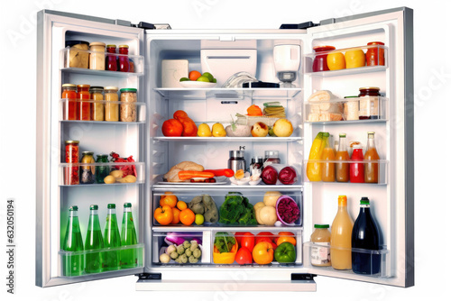 Stocked Refrigerator: Clean White Background