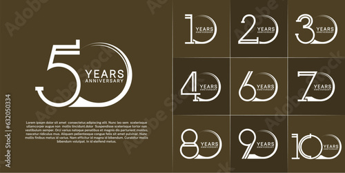 set of anniversary logotype white color for special celebration event