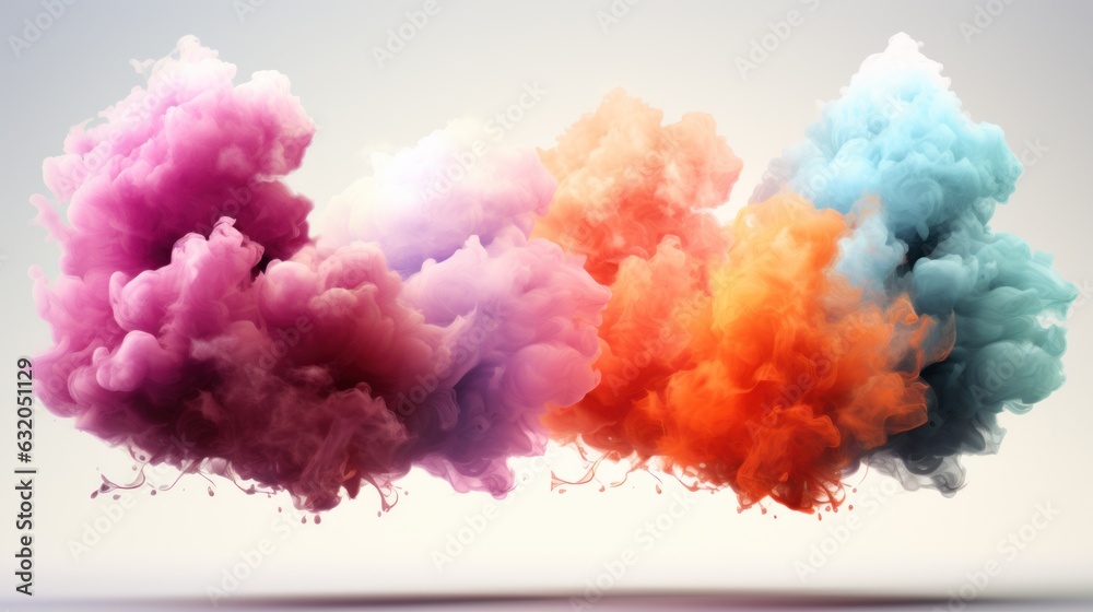 Set colorful cloud explosion game effect Isolated smoke element of gas explosion