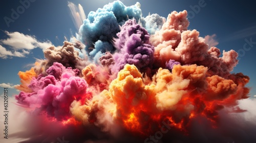 Set colorful cloud explosion game effect Isolated smoke element of gas explosion © sirisakboakaew