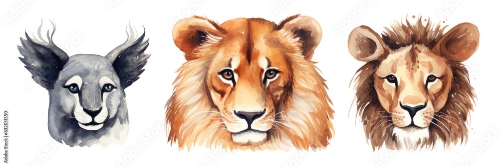 Safari animals set bear, fox, and owl in watercolor style. They isolated vector illustrations. Safari animals set bear, fox, and owl in watercolor style. They isolated vector illustrations.