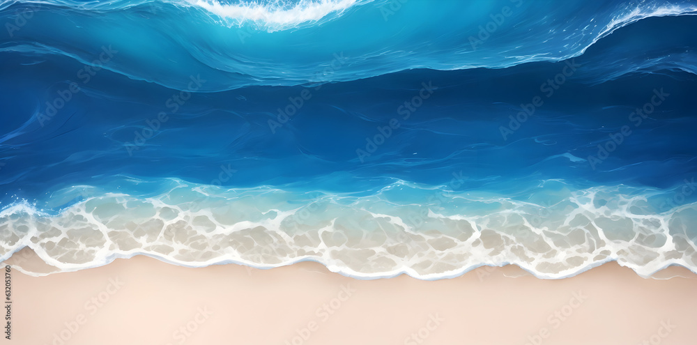 Fototapeta premium Blue waves water surface background. Generative ai art.
