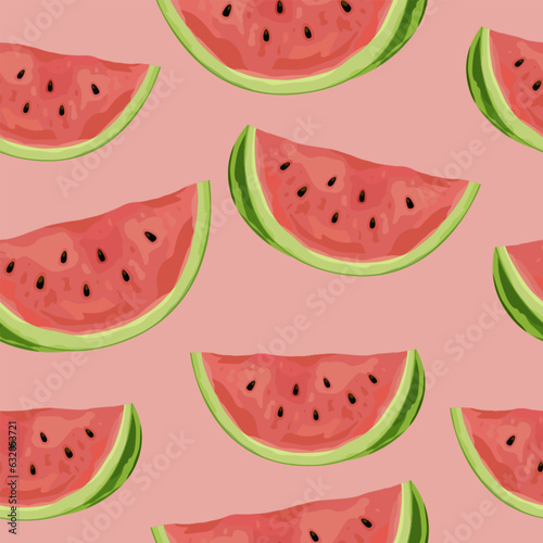 watermelon fruit seamless pattern tropical background	
