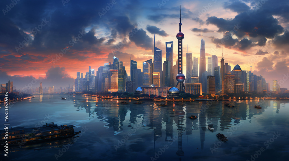 Shanghai city Beautiful Panorama view