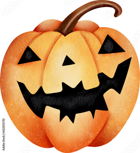 Halloween jack o lantern pumpkin watercolor set