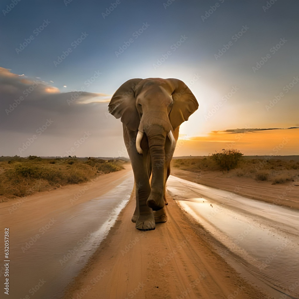 Obraz premium elephant at sunset