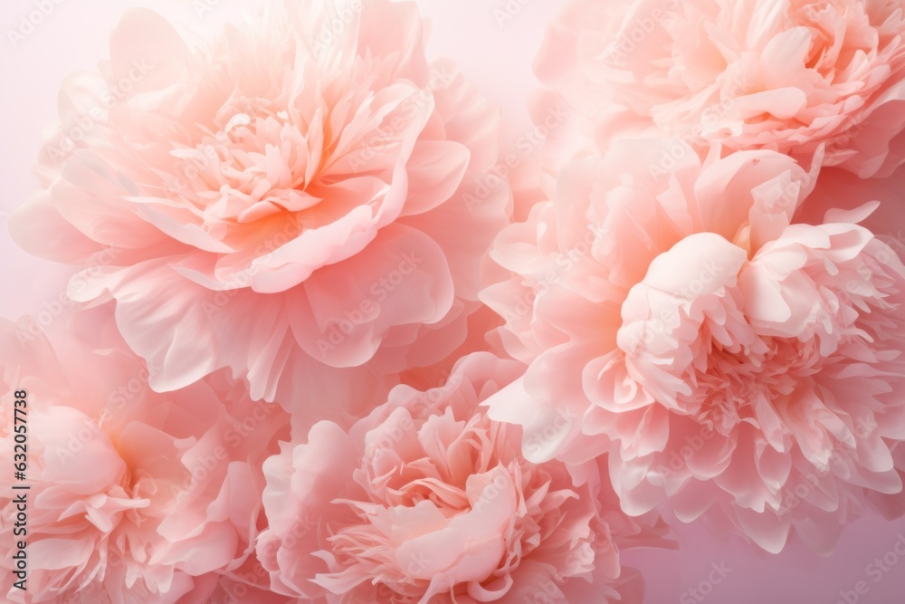 Close-up of delicate light pink peonies, showcasing their intricate petals and soft hues. A representation of beauty in nature Close-up of delicate light pink peonies, showcasing their intricate petals and soft hues. A representation of beauty in nature