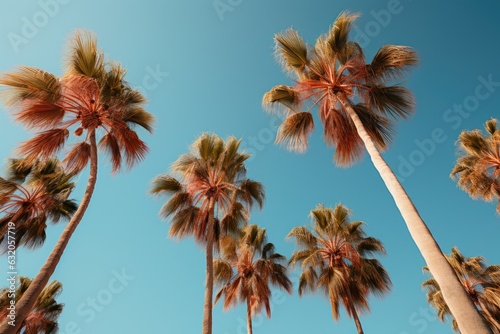 Palmtrees against a blue sky