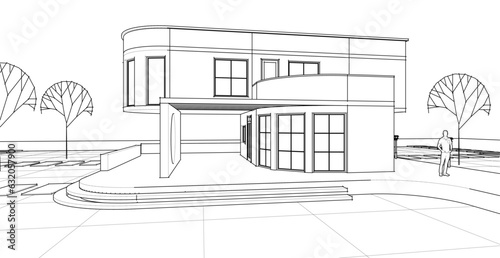 architecture house with consoles 3d