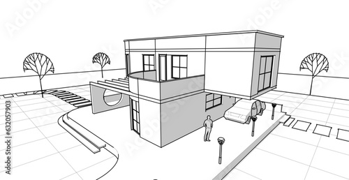 architecture house with consoles 3d