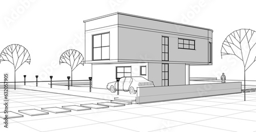 architecture house with consoles 3d