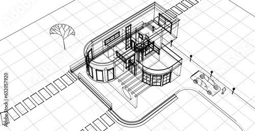 architecture house with consoles 3d