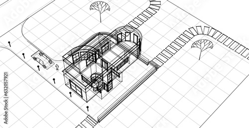 architecture house with consoles 3d