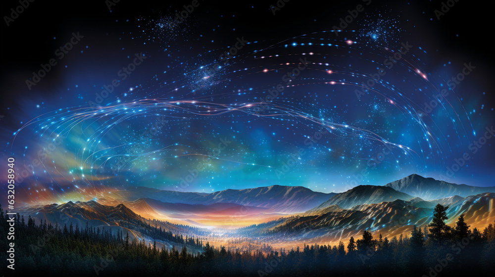 Digital Galaxy: A Cosmic Scene of Internet Signals and Data Streams 