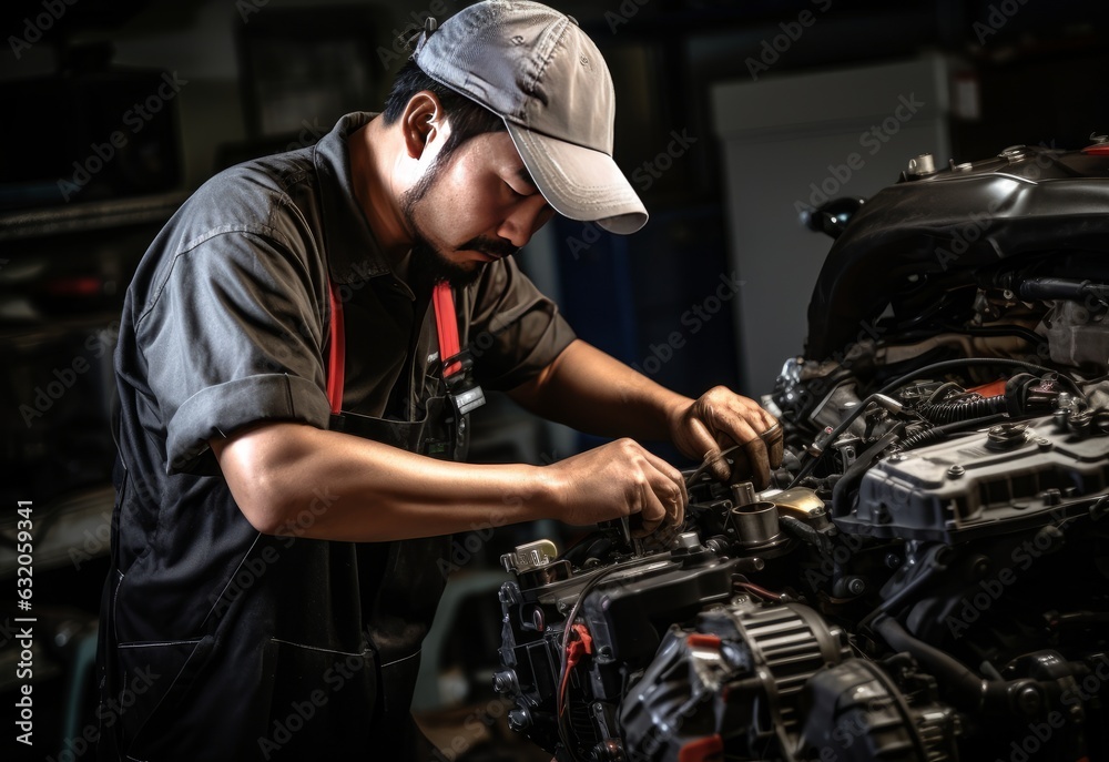 Mechanic working in the car repair shop