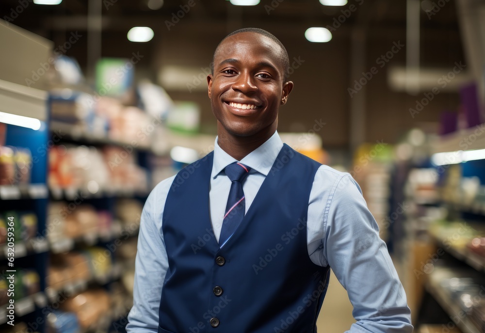 The happy sales associate in the shop. Customer services The happy sales associate in the shop. Customer services