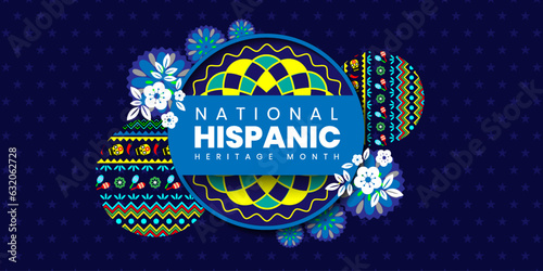 Hispanic heritage month. Hispanic and Latino culture. Latin American patterns. For banner, poster, card, social media, networks.