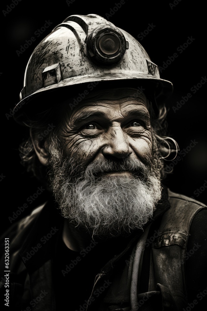 Portrait of an old mine worker - created using generative Ai tools Portrait of an old mine worker - created using generative Ai tools