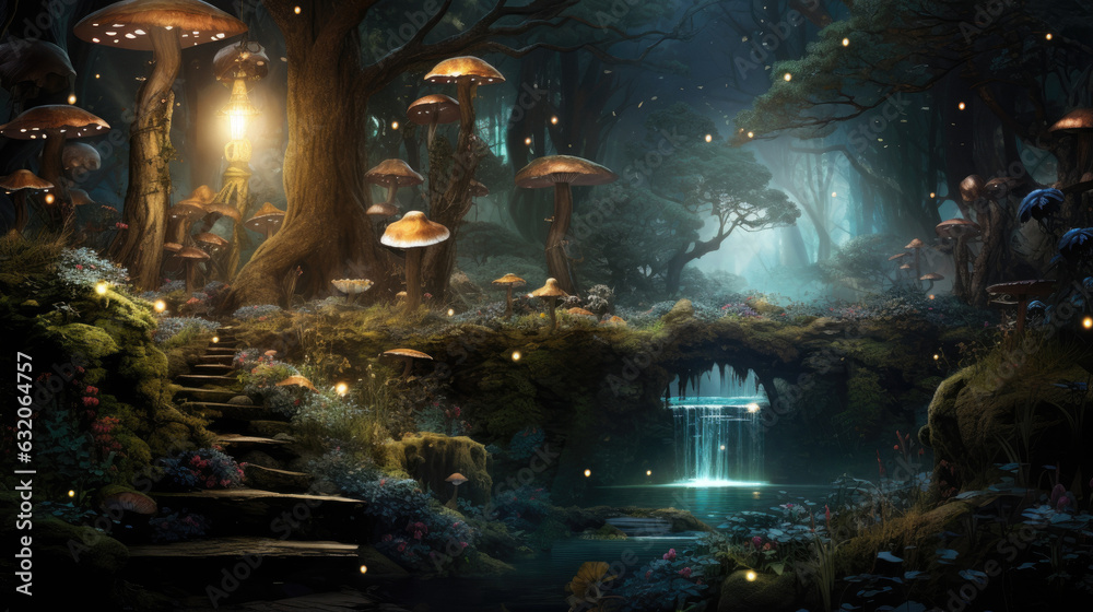magic mushroom in the night