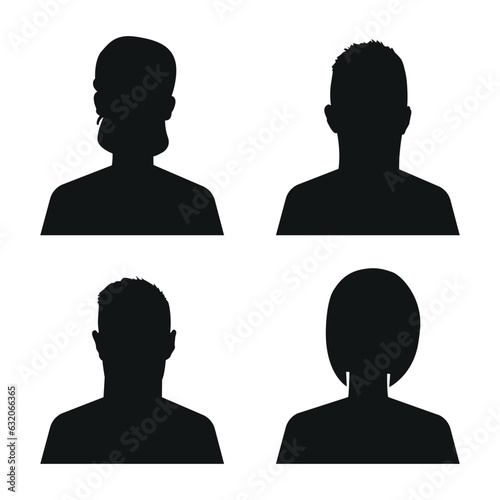 Vector flat illustration in black color. Avatar, user profile, person icon, profile picture. Suitable for social media profiles, icons, screensavers and as a template.