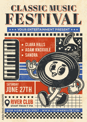 Music festival poster in retro style