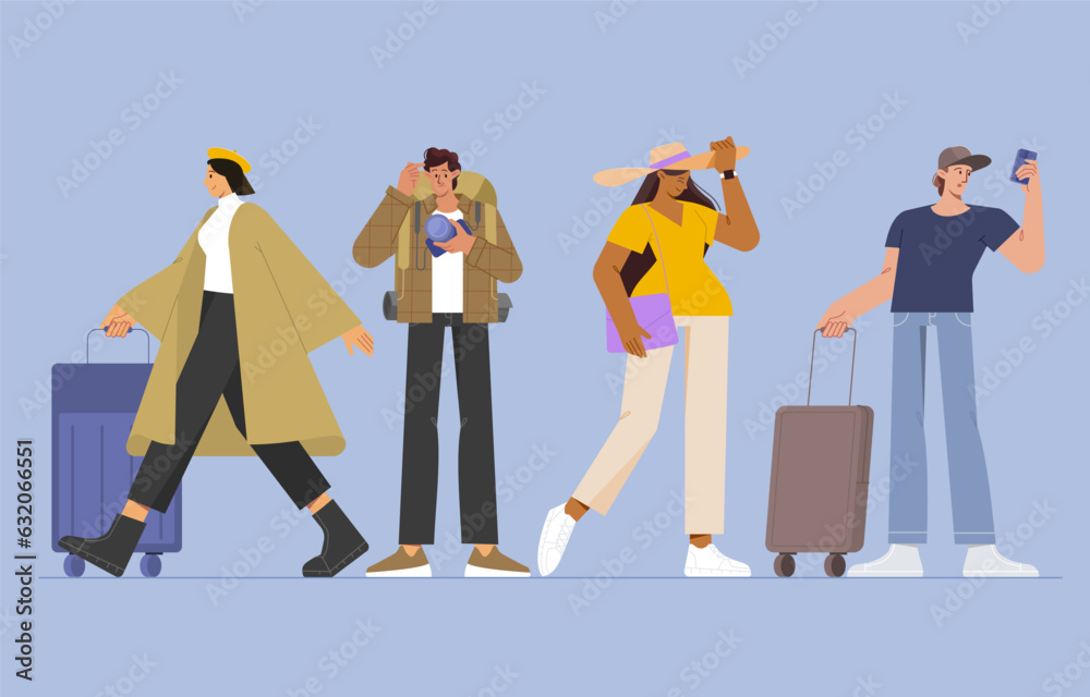 Traveling character in flat design
