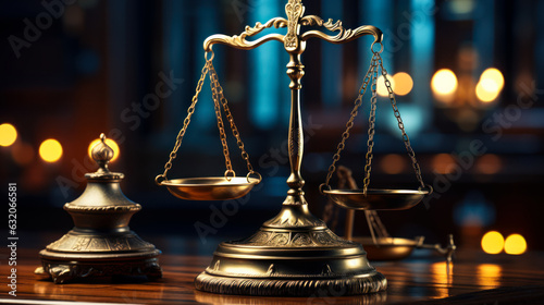 Courtroom Scene with Scales of Justice - Legal Concept