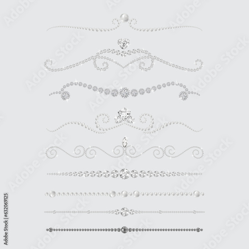 Diamond Digital Dividers Clipart, Wedding Luxury Clipart, Glam Page Separators, Gemstone transparent, Sparkling Jewel, Scrapbook Border