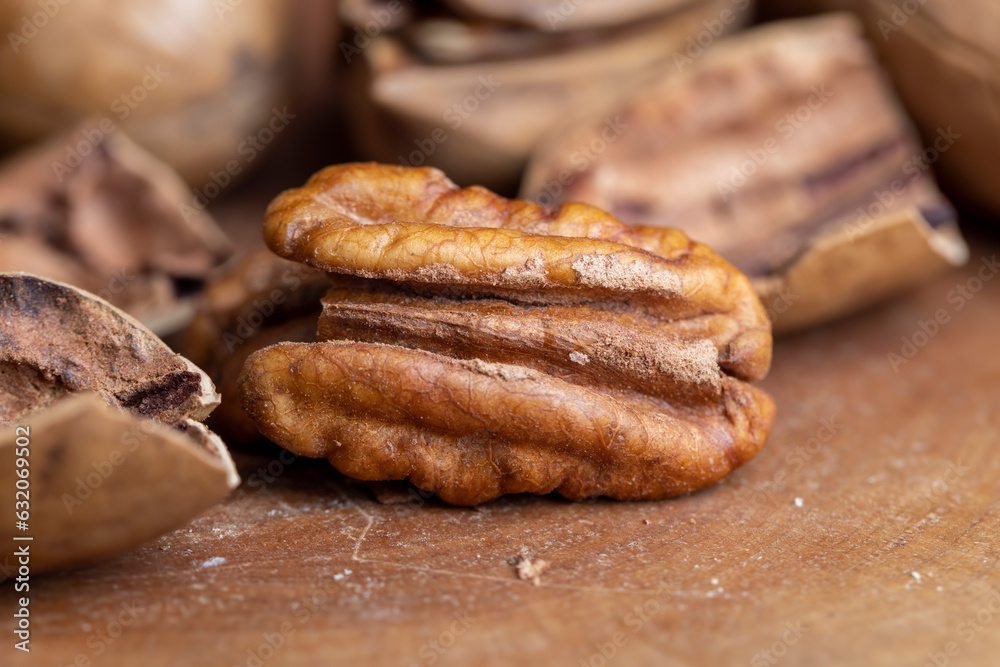 Pecan in a shell on the table