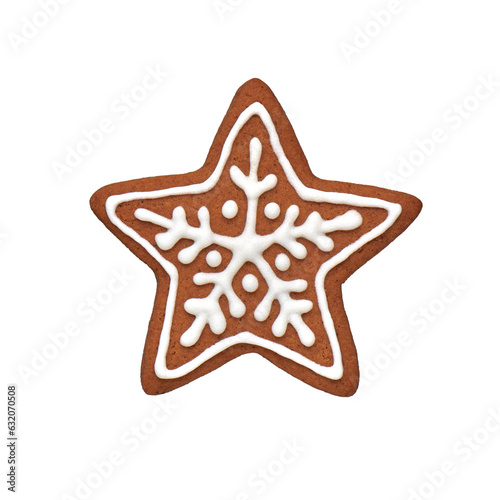 Painted gingerbread cookie in the shape of a star