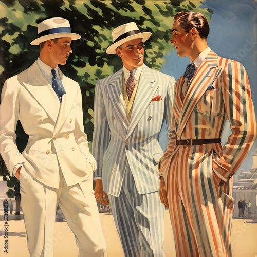 An Illustration of People Wearing 1930s Summer Fashion