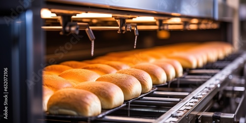 Automatic bakery production line with bread in bakery