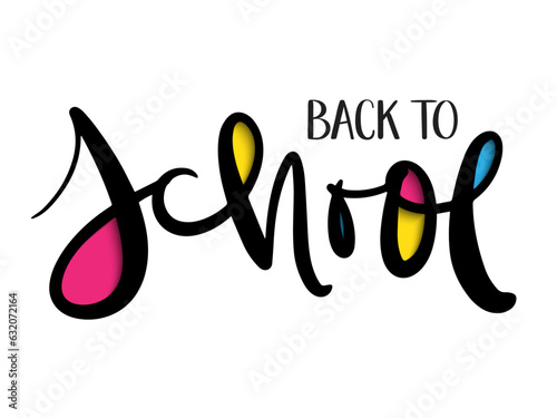 BACK TO SCHOOL brush lettering sticker with colorful infills