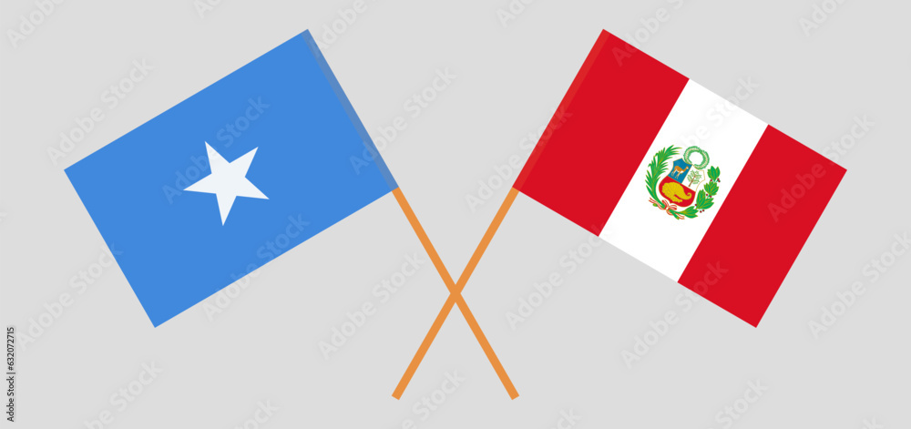 Crossed flags of Somalia and Peru. Official colors. Correct proportion Crossed flags of Somalia and Peru. Official colors. Correct proportion