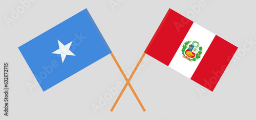 Crossed flags of Somalia and Peru. Official colors. Correct proportion