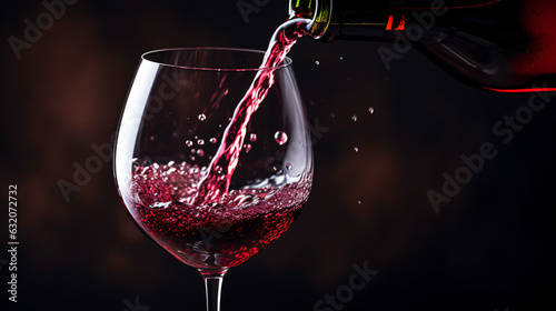 Red wine pouring into wine glass