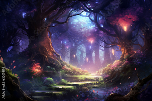 Anime Animals: Magical Forest with Mystical Creatures. Generative AI © Henry Saint John