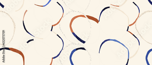 Abstract minimal artistic lines and circles pattern. Collage contemporary print. Fashionable template for design.