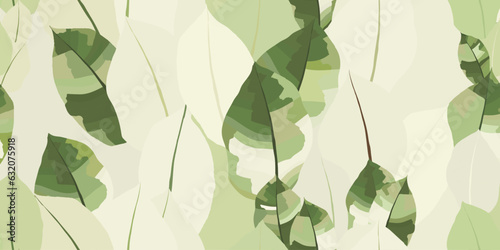 Modern minimal botanical print. Hand drawn leaves collage contemporary seamless pattern. 