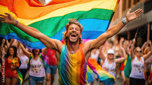 lgtb festival gender festival rainbow flag happy people © stocker
