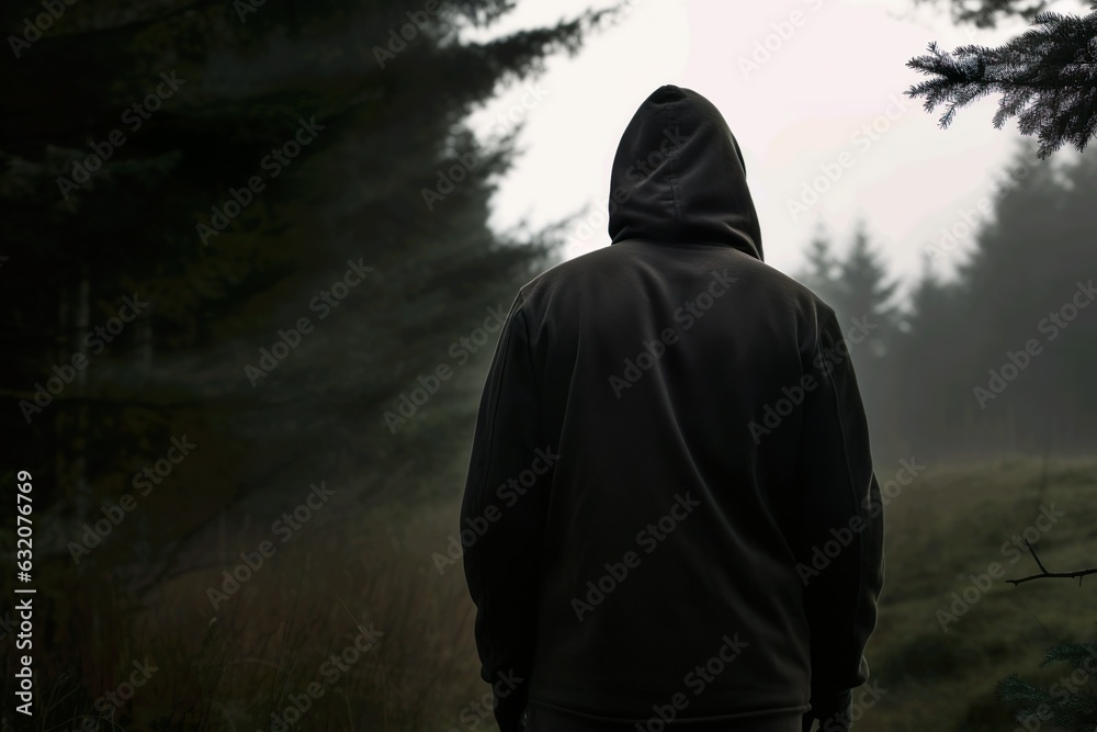 Hooded person in the forest Hooded person in the forest