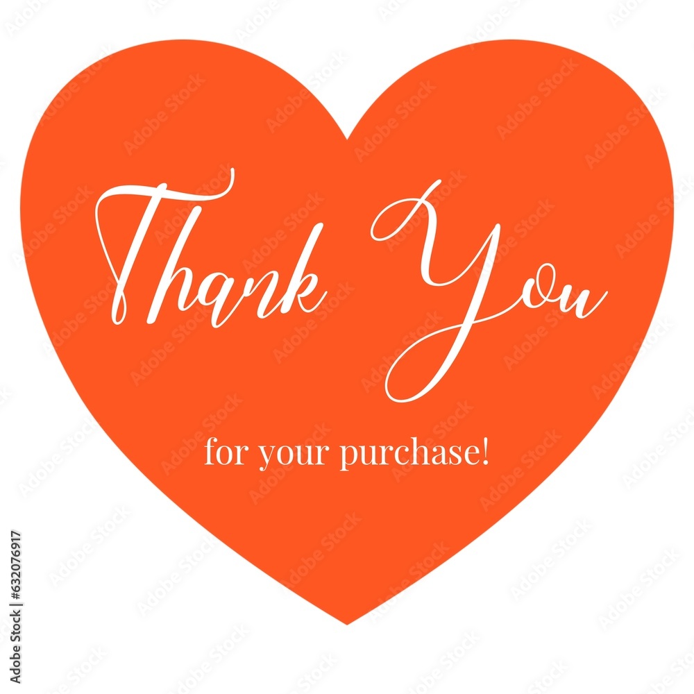 Thank you for your purchase on a magenta heart. Thank you for your purchase sticker. Creative design. 