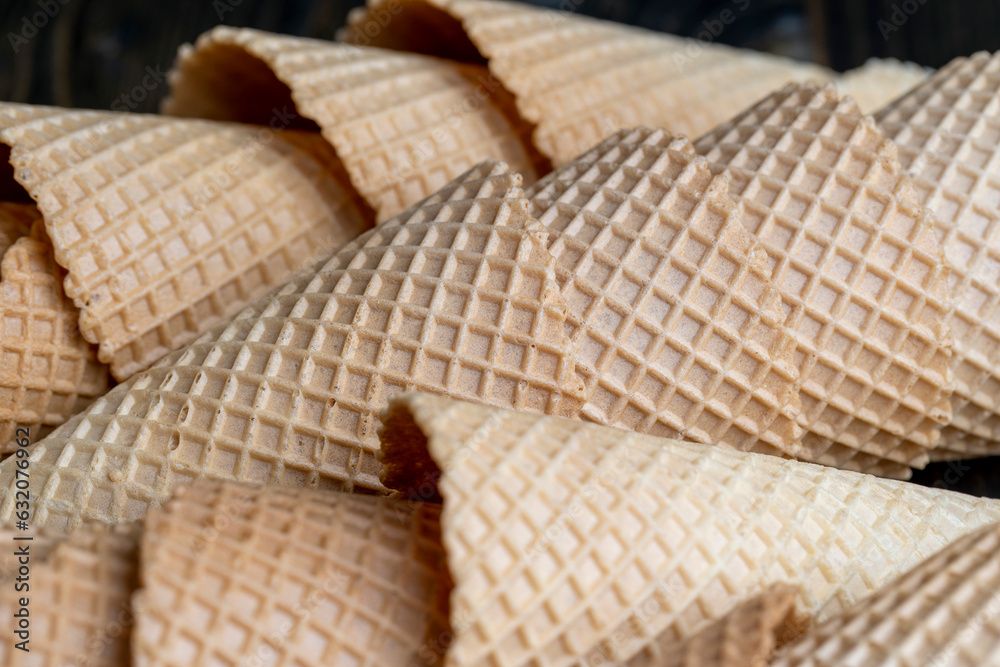 Waffle cones for ice cream