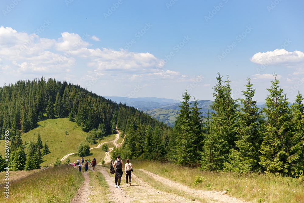 Carpathian / Ukraine - 07.09.2023, people in the Carpathian mountains, amazing views of the earth planet, mountains and forests of Ukraine, mountain view 