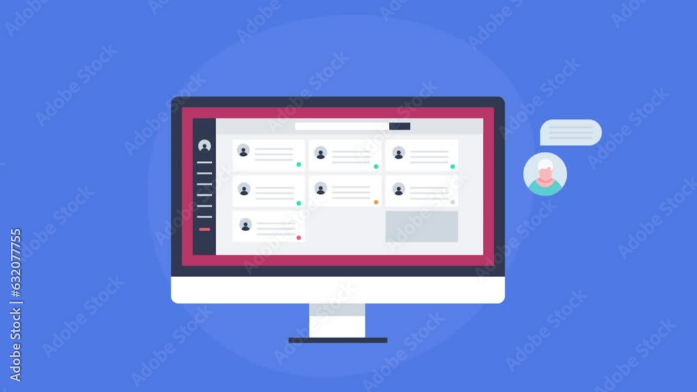 Team collaboration, company project task management software interface on computer screen, digital workspace, business communication technology video animation.