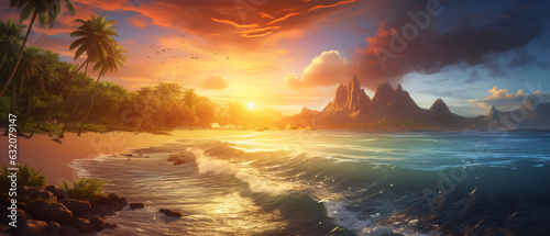 Art beautiful Landscape of paradise tropical island © Cedar