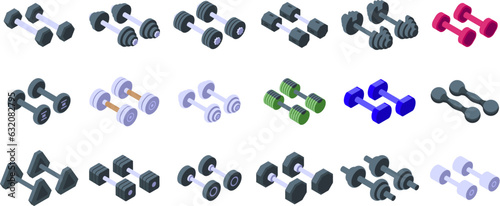 Dumbbells icons set isometric vector. Gym bell. Exercise workout