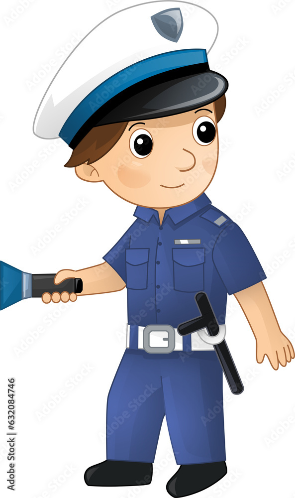 Cartoon character policeman boy at work isolated illustration for children Cartoon character policeman boy at work isolated illustration for children