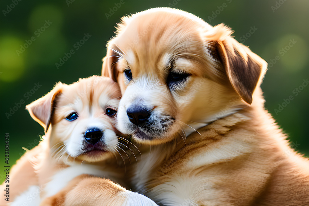 mother dog holding a cute little puppy generate AI mother dog holding a cute little puppy generate AI