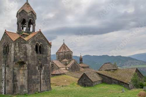 Christian church. Haghpat monastery complex. Apostolic Church in Armenia. Church architecture, arches and dome